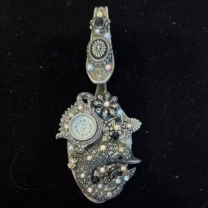 One of a kind hand crafted Silver Spoon watch with Gem Accents